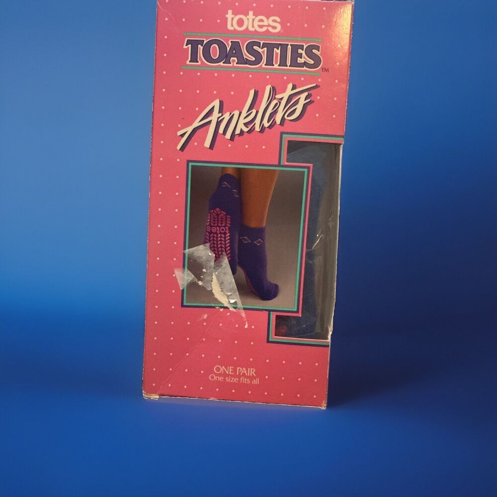 VTG Totes Toasties Women's One Size Slipper Socks Purple Pink Socks Non-Slip